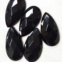 18X35MM FACETED PEAR CABOCHON BLACK ONYX(2PCS/BAG)